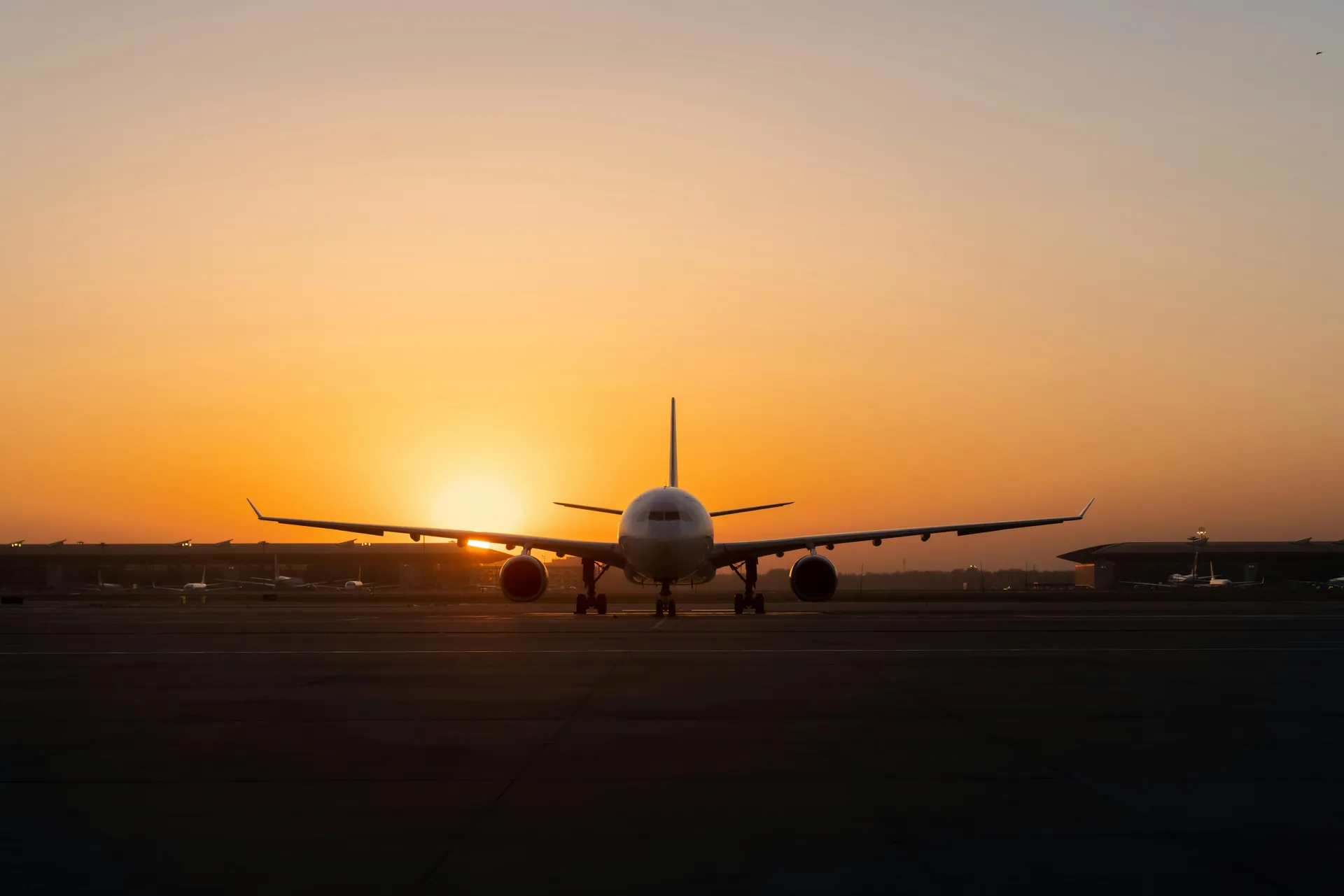 Commercial aircraft on an airport apron